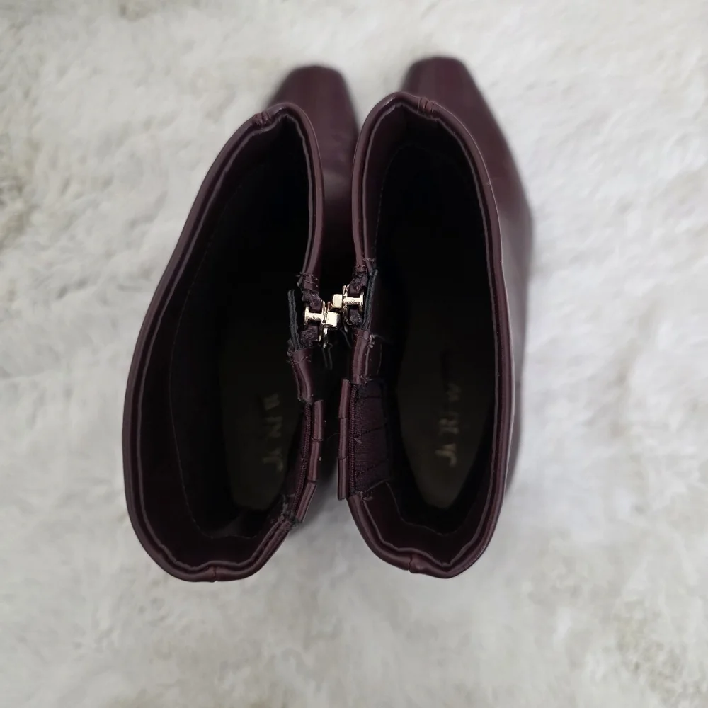 NEW J. Crew Snip Toe Rich Brown Red Ankle Booties 8 - Picture 5 of 11